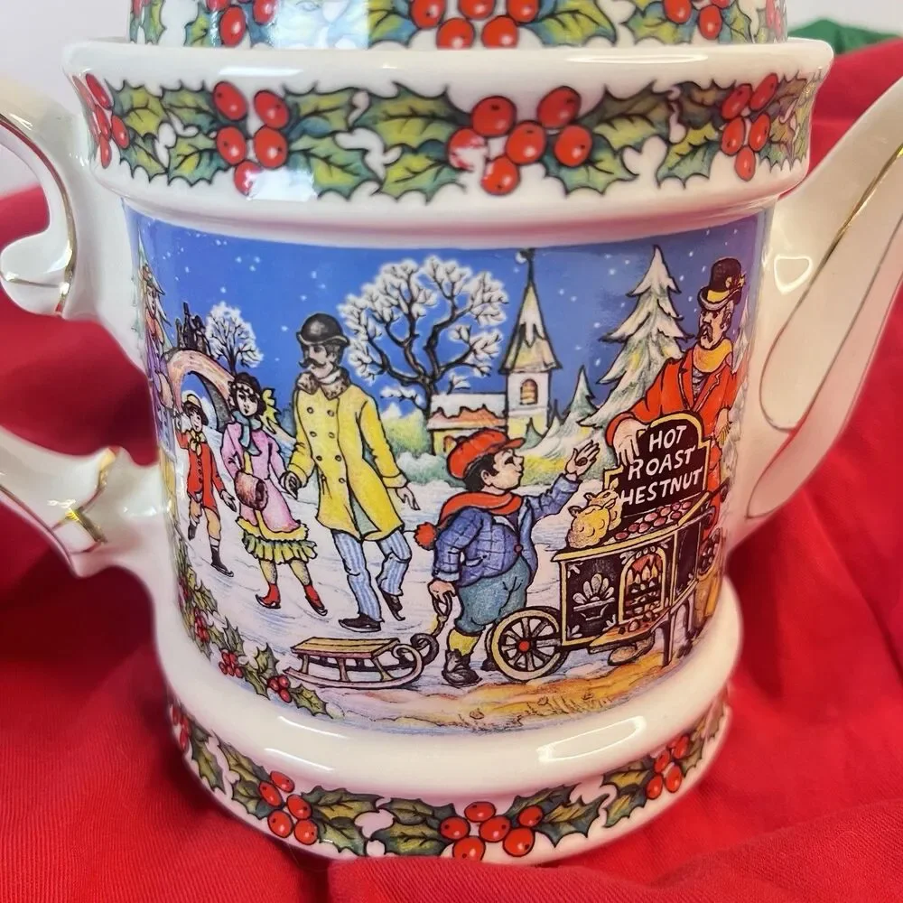 Vintage 1994 Sadler Christmas Holiday Teapot ENGLAND Good Condition